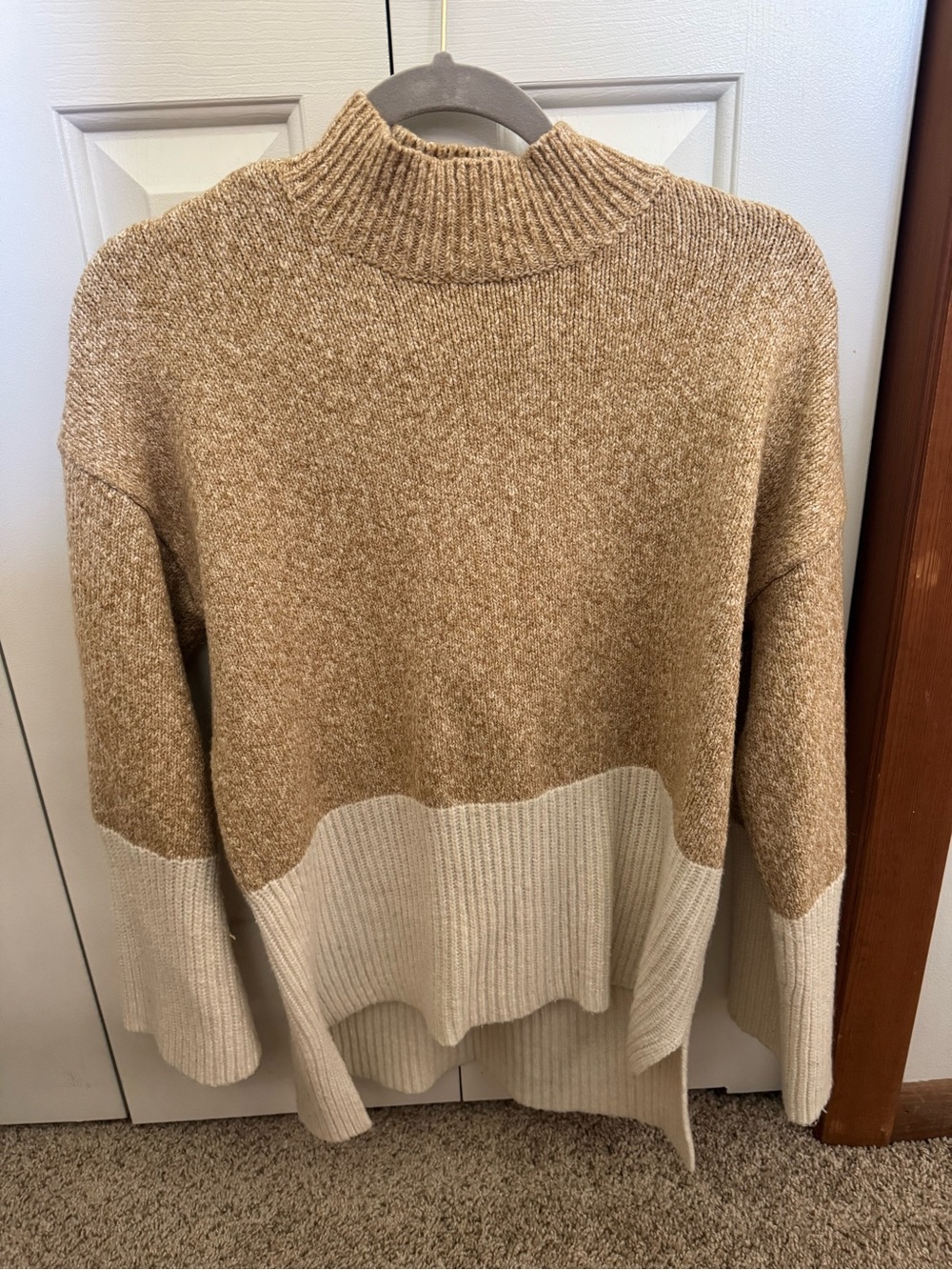 Michael Kors Two-Tone Tan and Cream Cowl Sweater